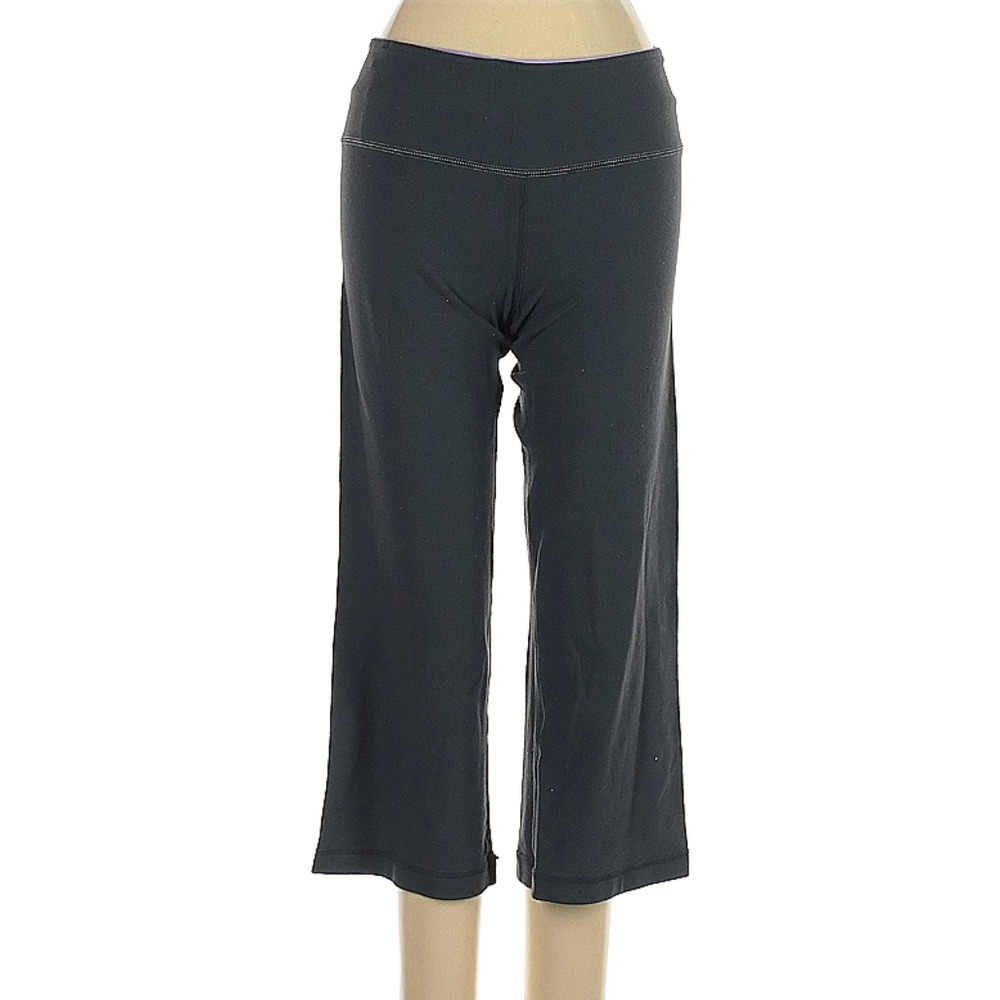 LULULEMON Charcoal Gray Purple Reversible Midrise Capri Cropped Leggings Size 6
